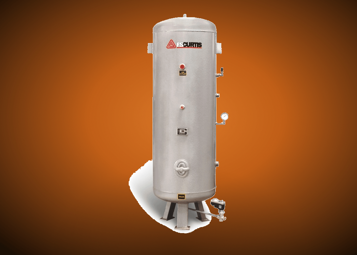FS CURTIS compressed air receiver tank with gauge and auto drain