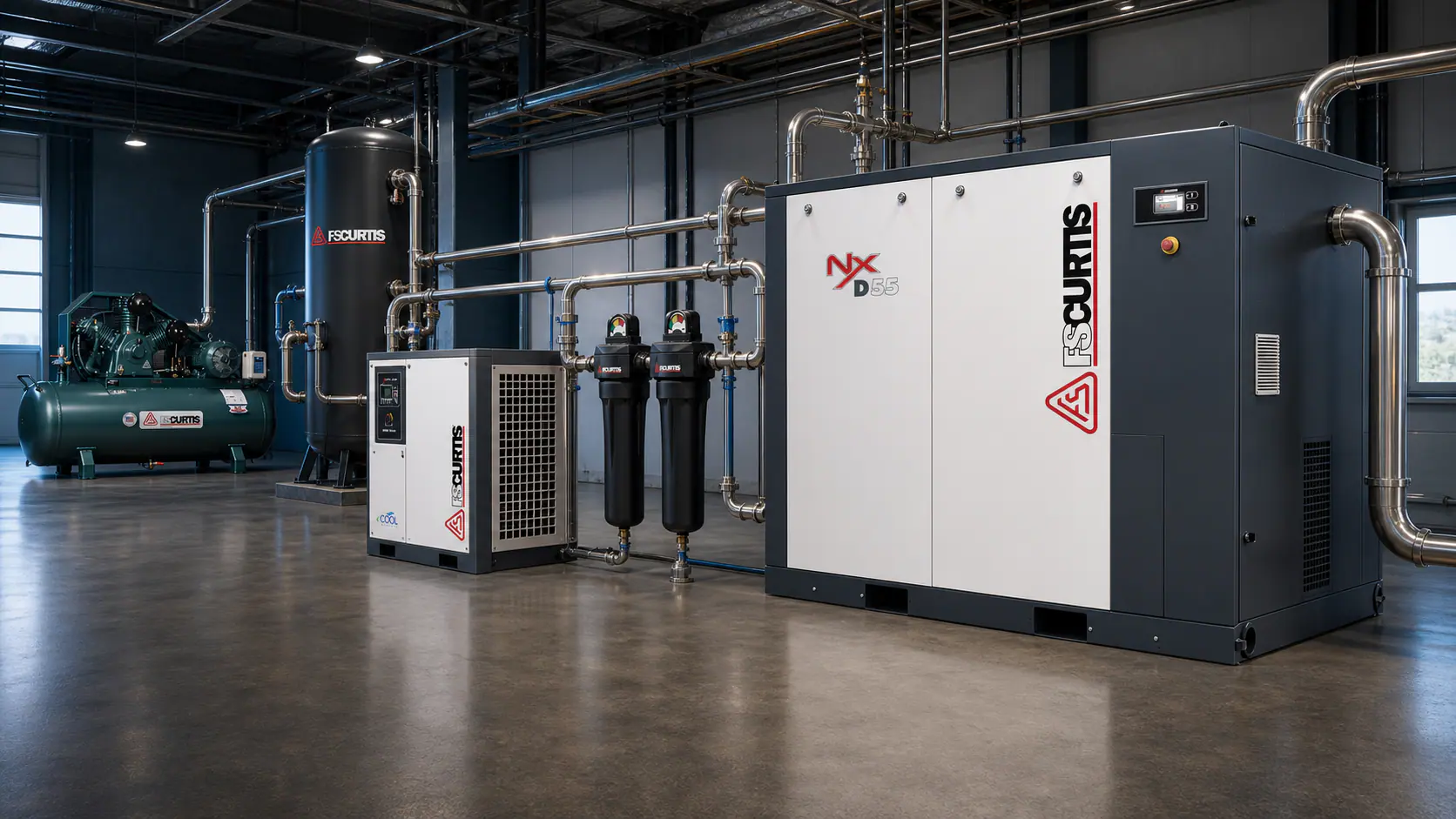 FS Curtis compressor, matching dryer and filtration system